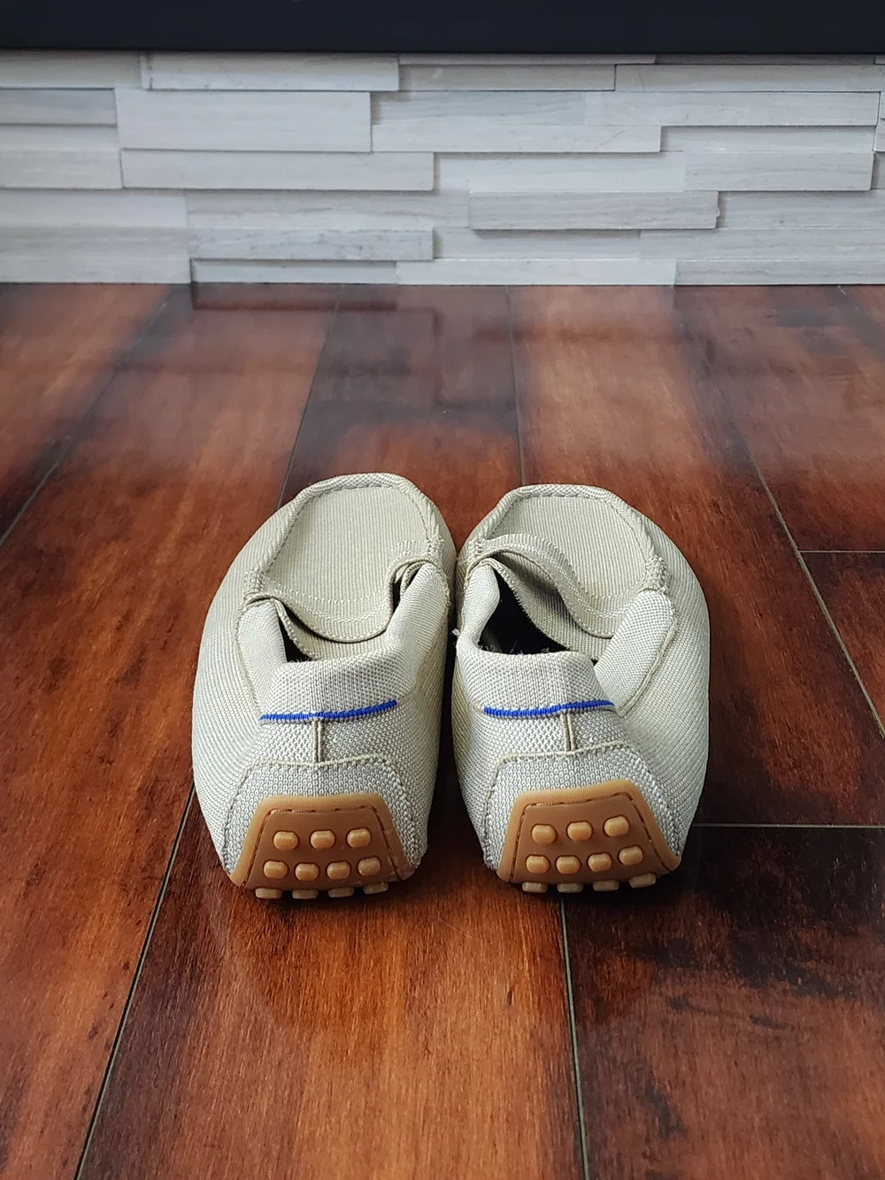 Rothy’s Men’s Driving Loafers White Knit Slip-On Moccasins Size 14